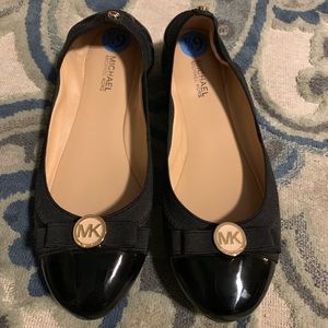 Michael Kors - black leather ballet flats.
